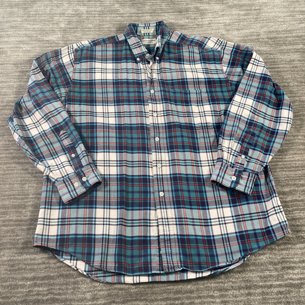 Abercrombie & Fitch Shirt Mens Large Blue Plaid Flannel Button Up Casual Cotton